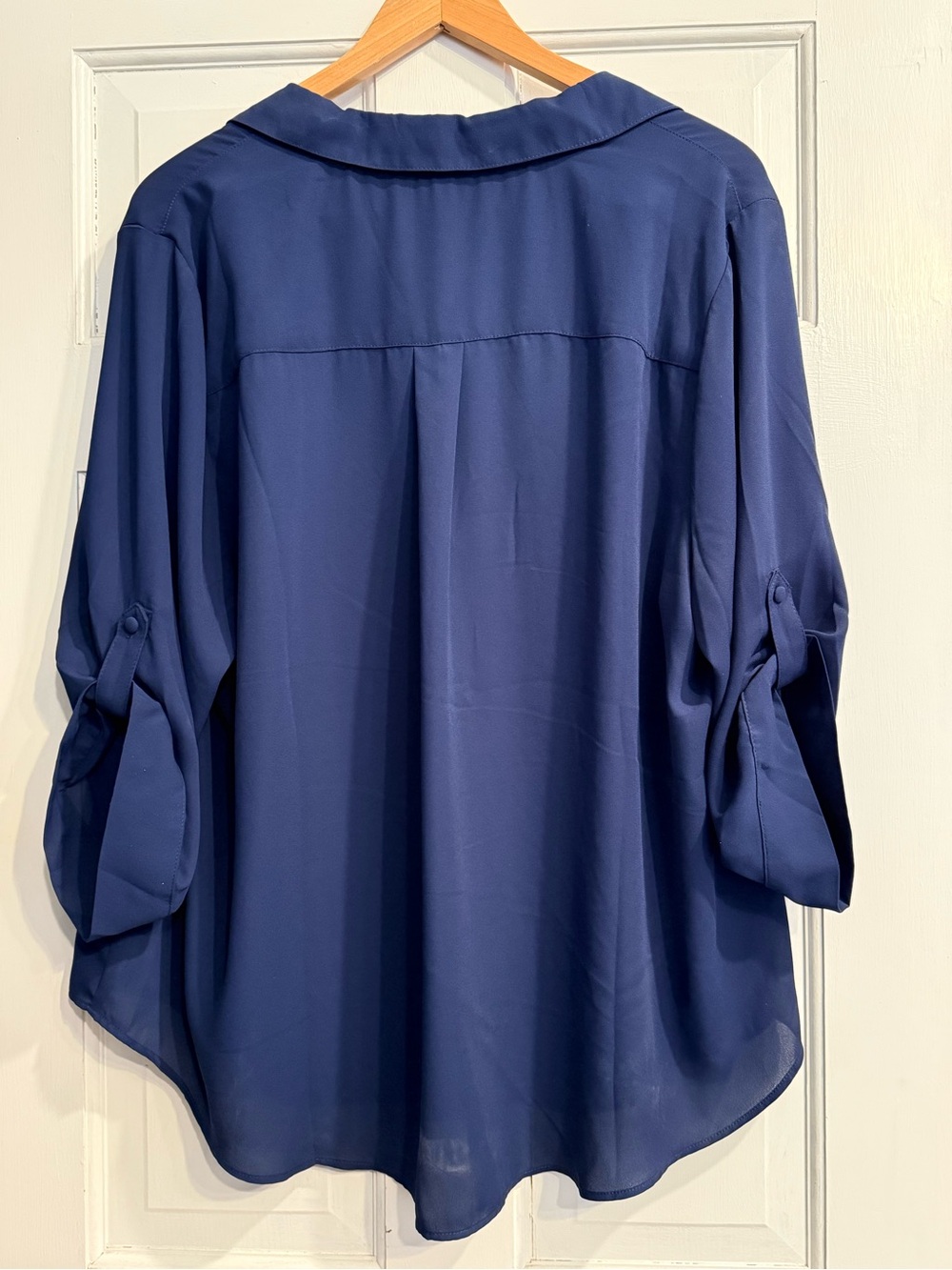 Torrid Navy Harper Split-Neck blouse - Picture 5 of 5
